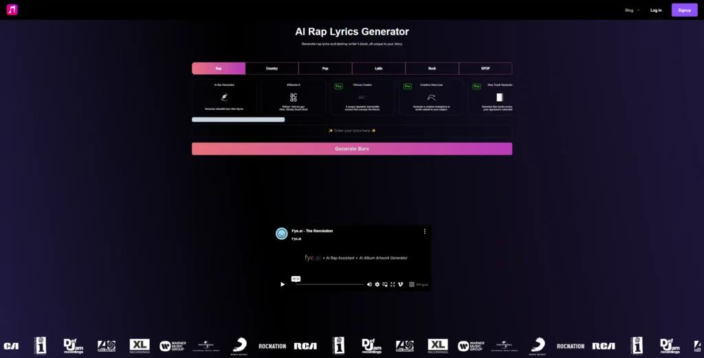 Fye AI Rap Lyrics Generator