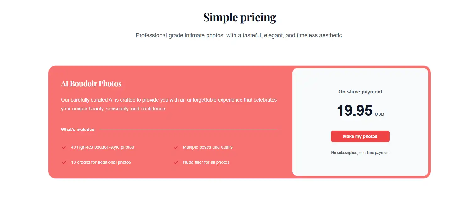 boudoir.ai pricing