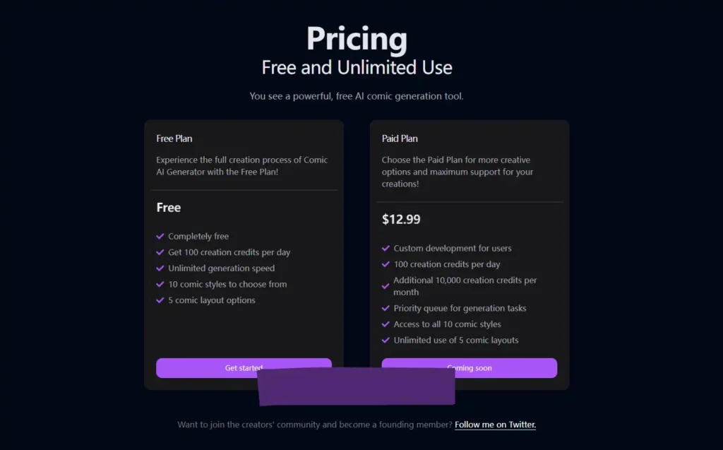 comicai pricing 