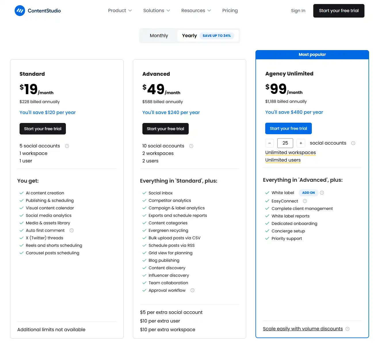ContentStudio Pricing