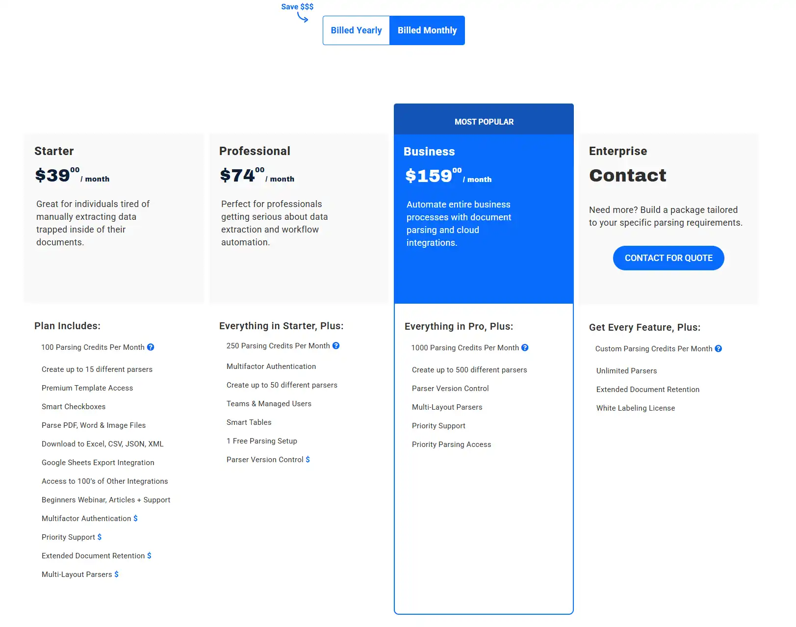 Docparser Pricing2