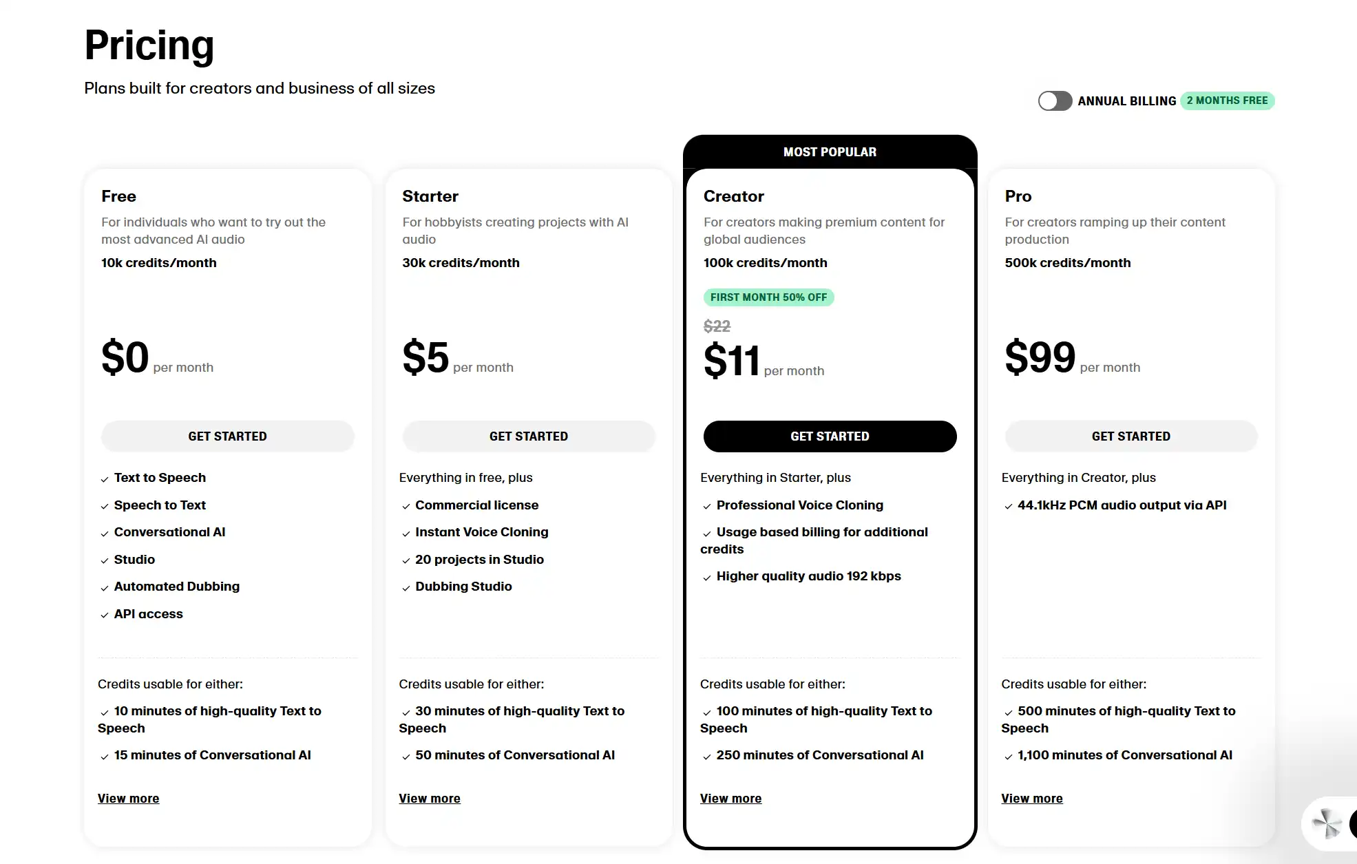 ElevenLabs Pricing2