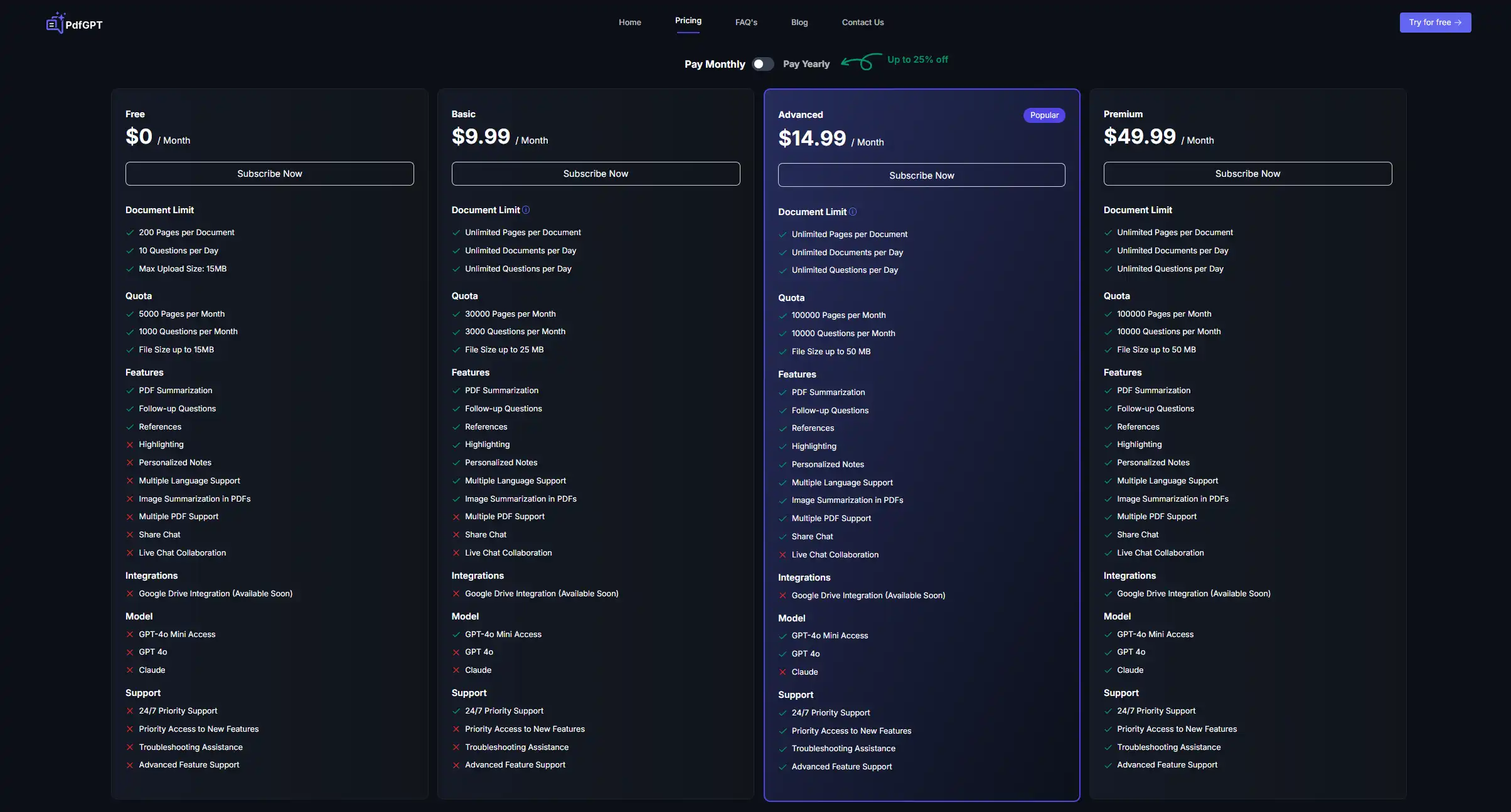 PDFGPT.io Pricing2
