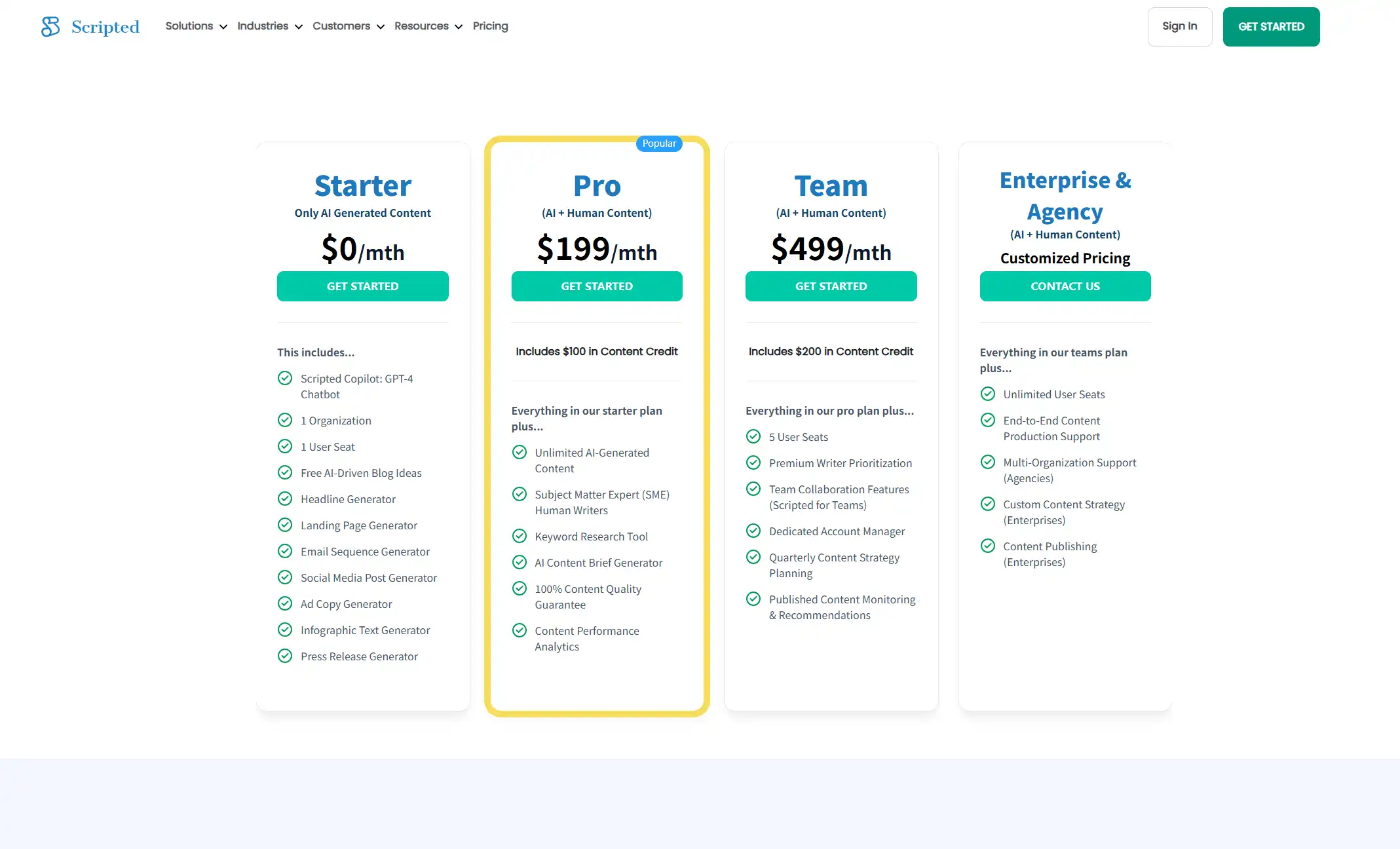 Scripted Pricing